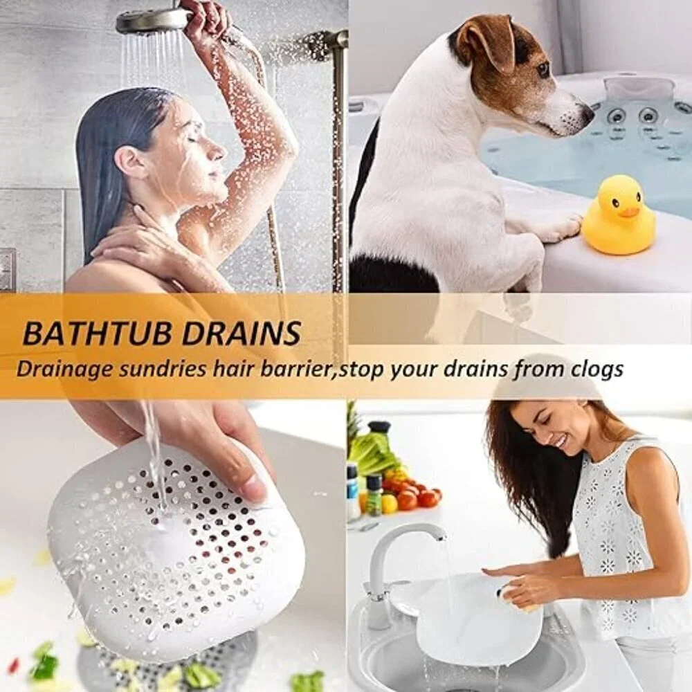 Silicone Hair Drain Catcher with Suction Cups. Package of 4 White / BRAND NEW